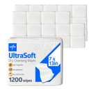 Medline Ultrasoft Dry Baby Wipes, Gentle Disposable Cleansing Cloths, 1,200 Count, Dry Wipe Size is 7 x 13 inches, Great for Sensitive Skin and can be used as Baby Washcloths, Incontinence Wipes