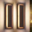 15.7'' Modern Exterior Outdoor Wall Light,Led Porch Front Door Lights Outdoor Wall Sconce,Brown Exterior Light Fixture,Long Brown Outside Sconces Wall Lighting Indoor 3000K 12W 2 PCS