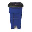 Rubbermaid Commercial Products BRUTE Rollout Heavy-Duty Wheeled Trash/Garbage Can, 32-Gallon, Blue, for Restaurants/Hospitals/Offices/Warehouses/Garage