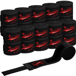 Jenaai 10 Pairs Elastic 180 Inch Boxing Hand Wraps Bulk Martial Arts Hand Wrap Wrist Wraps for Men Women Kickboxing MMA Muay Thai Boxing Wrist Protection (Black)