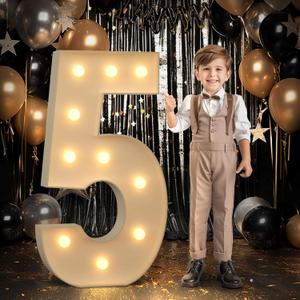 imprsv 4FT Marquee Number 5 Light up Number 5th Birthday Decorations Large Numbers Big Mosaic Numbers for Balloons Birthday Decor Number Five Balloon Frame Anniversary Decors