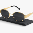 3 PCS livho Retro Polarized Sunglasses - UV400 Protection, Oval Shape, Metal Frames - Matching Soft Case Inlcuded