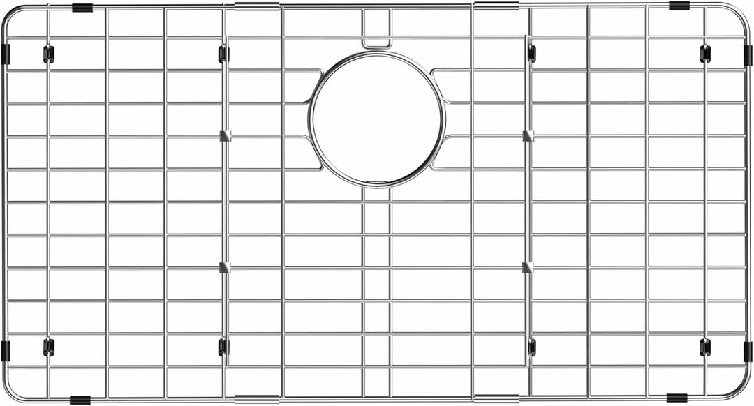 iPEGTOP Sink Rack for Bottom of Sink, Stainless Steel Sink Protector 28-3/4" x 15-3/4" with Rear Drain Hole, Sink Grid Grate with Hole Cover for Kitchen Sink Single Bowl