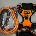 No Pull Dog Harness Adjustable Reflective Oxford Easy Control Medium Large Dog Harness with A Free Heavy Duty 5ft Dog Leash (M (Chest: 22"-26"), Orange Harness+Leash)