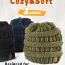 FURTALK Baby Beanie Winter Soft Warm Knit Hat 3 Pack Infant Toddler Slouchy Caps (0-12 Months, Black+navy+green)