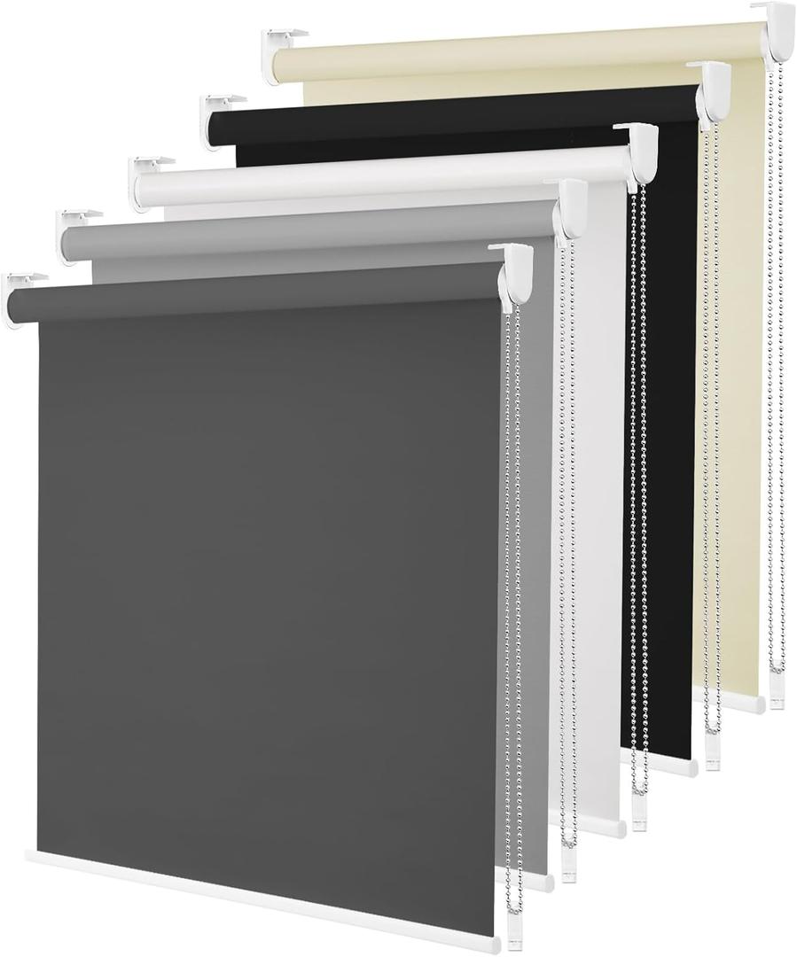 100% Blackout Roller Shades, Blinds for Windows with Thermal Insulated & UV Protection Waterproof Fabric, Window Blinds for Home Office Bedroom, Easy Installed (Grey-29 W x 72)