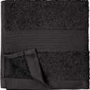 Amazon Basics Highly Absorbent Cotton Washcloths for Face, Soft, Machine Washable, Fade Resistant, 12 x 12 in, Black, 12-Pack