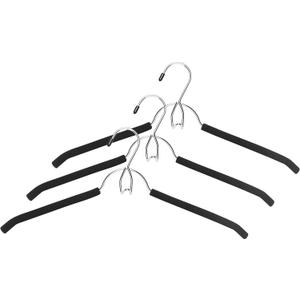 Whitmor Shirt/Blouse Hangers w/Belt Hook, Chrome / Black (Set Of 3)