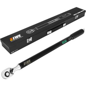 EWK 1/2" Drive Digital Torque Wrench 12.5-250 ft-lbs (17-340 Nm) with Angle, LED Display & Audible Buzzer Alert, Auto and Motorcycle Repairs