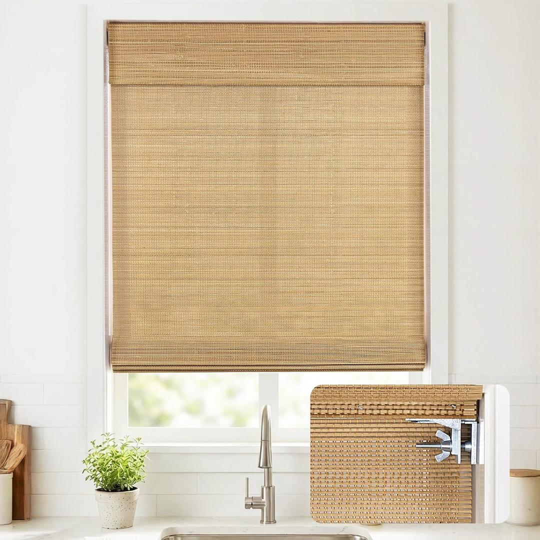 UNISHADES Cordless Bamboo Roman Shades, 39×64 in, BDP-Driftwood.