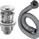Drain Plug Basket Strainer Stainless Steel Sink Plug Kit, Hair Salon Shampoo Basin Drain Plug kit, Fast Drainage Sink Plug with Hair Catcher Accessories for Shampoo Bed, kitchen, Sturdy and Durable