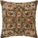 Terracotta Gold Vintage Velvet Pillow Covers 18x18 Inch Tan Brown Khaki Bohemian Tapestry Carpet Throw Pillows for Couch Soft Cushion Covers Pillowcase Aztec Boho Rug Pillow Cases for Bed Living Room