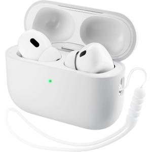 ORNARTO Compatible with AirPods Pro 3 Case 2025, Full Protective Hybrid Silicone for AirPods Pro 3rd Generation Case, Front LED Visible Skin Cover-White