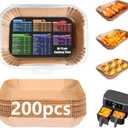 200PCS Air Fryer Liners for Ninja: Higher Non-Stick Disposable Parchment Paper Liner for Ninja DZ201/DZ401 Dual Airfryer Baking - Food Grade Ninja Air fryer Accessories (Rectangle - 8.6 x 5.5 inch)