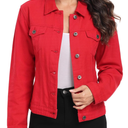 Women's Denim Jackets Button Up Long Sleeve Basic Trendy Trucker Jackets, 2XL