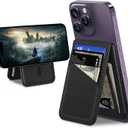 TopMade for MagSafe Wallet Magnetic Card Holder for iPhone 17/16/15/14/13/12 Series, Strongest Magnetic Phone Wallet Stand Adjustable, Slim Leather 5 Cards Holder RFID Blocking, Black Carbon Fiber