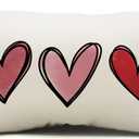 DFXSZ Valentines Day Pillow Covers 12x20 Pink Heart Valentines Day Pillows Winter Holiday Lumbar Pillow Covers 12x20 Outdoor Pillowcase for Home Decor (White)