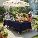 LUSHVIDA Rectangle Outdoor Tablecloth with Umbrella Hole and Zipper, 60x84 Inch Navy, Washable Waterproof Table Cloth Spill Proof Wrinkle Free Table Cover for Patio Spring Summer Picnic BBQS