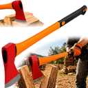 Felling Axe 4.5 lbs, 33.5" Chopping Hatchet with Shock Absorbing Fiberglass Handle, Heavy Duty Splitting Axe for Log Cutting, Firewood, Gardening Tool