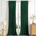 PRIMROSE Emerald Green Curtains 90 inch for Living Room Velvet Blackout Rod Pocket Window Drapes Treatment Room Darkening Decor Curtains for Bedroom Set of 2 Panels