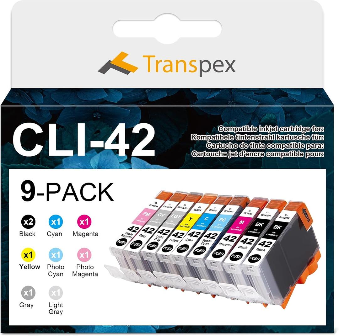 (9 PRemanufactured CLI42 Ink Cartridge Replacement for CAN CLI-42 Blakc and Color CLI 42 Value Pack Ink with PIXMA PRO-100 PRO-100S Printers ack, 1 Set+1 Black)