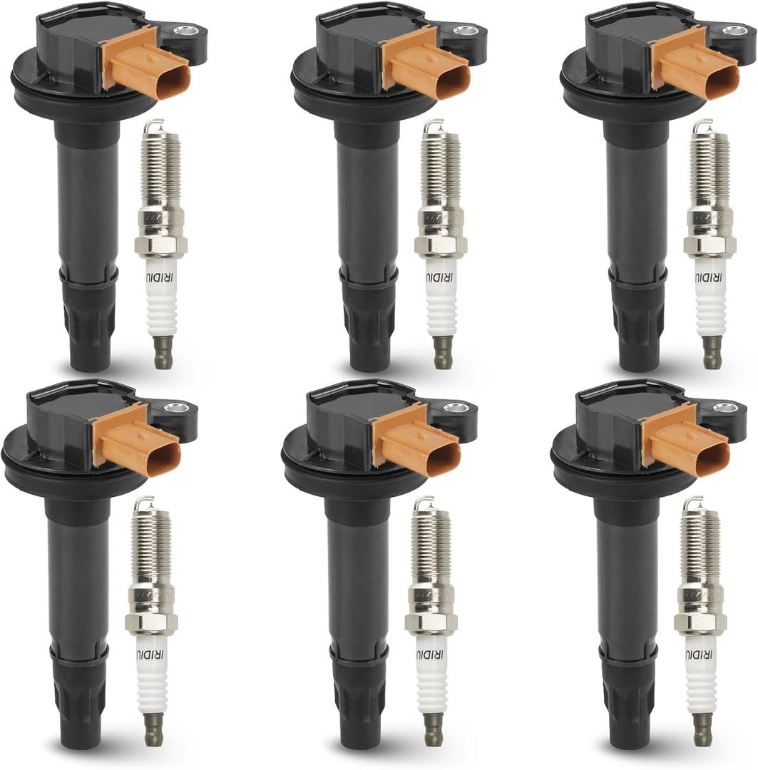 6PCS Ignition Coil Pack with 6PCS Iridium Spark Plug Compatible with Ford Expedition Explorer F-150 Taurus Transit-150 Transit-350 Lincoln MKS MKT Navigator 3.5L V6, Replace for UF646