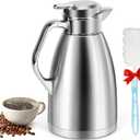 Coffee Carafes for Keeping Hot, ShineMe Stainless Steel Thermal Coffee Carafe with Cleaning Brush, Double Walled Vacuum Coffee Pot61oz Insulated Tea & Coffee Dispenser, Long Heat/Cold Retention