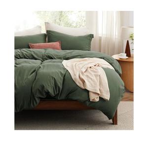 Bedsure California King Size Duvet Cover with Fitted Sheet - 4 Pieces Prewashed Polyester Extra Soft Bedding Set, Includes 1 Duvet Cover 104x98 Inches, 2 Pillow Shams, 1 Fitted Sheet, Olive Green