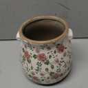 Ninehaoou Ceramic Scroll Planter 6.5 Inch Chinoiserie Floral Vase with Drainage Holes Vintage Flower Vase Flower Pot Rustic Ceramic Pots for Indoor Plants Garden Home Bookshelf Decor (Red Plum)