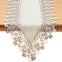 Natural Neutral Earth Tones Beige Floral Lace Table Runner Dresser Scarf 54 inches Long for Home Decor (16 x54, Natural)