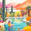 Cross & Glory Jigsaw Puzzles 1000 Pieces - Blossoming Desert: Poolside Paradise - 1000 Piece Landscape Puzzles for Adults | Vibrant Colors | Desert Cactus Succulent | 20x27 Inches | Adult Challenge