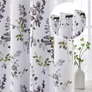 H.VERSAILTEX Blackout Curtains Thermal Insulated Window Treatment Panels Room Darkening Curtain Drapes for Living Room Grommet Bedroom Draperies, 2 Panels, 52 x 84 Inch, Grey and Sage