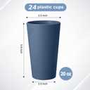 HEYCOME 24 Pcs Unbreakable Plastic Cups Set, 20 oz Reusable Plastic Cups, Stackable Water Tumblers, Drinking Cup for Kitchen, Outdoor, BPA-free, Dishwasher Refrigerator and Microwave Safe, Dark Blue