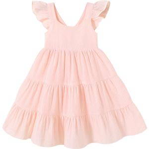 YOUNGER TREE Toddler Baby Girls Dress Summer Ruffle Sleeve Halter Casual Kids Beach Sundress (18-24 Months, Pink Stripe)