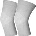 Bamboo Knee Sleeve for Knee Pain - One Pair Compression Bamboo Knee Sleeves for Women Knee Pain Knee Sleeves Plus Size (Gray, Medium)