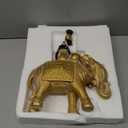 Lucky Elephant Statue ofr Home Decor,11" African Women and Elephant Sculpture Set - Decoration Figurine for Living Room,Table Centerpiece Shelf and Office (Gold-308c)