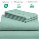 LuxClub 4 PC Full Sheet Set, Deep Pockets Wrinkle Free Cooling Bed Sheets Hotel Bedding for Women, Men, Kids & Teens, Includes 1 Fitted Sheet, 1 Flat Sheet and 2 Pillowcases-Soft Light Teal