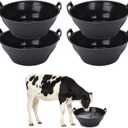 4Pcs Rubber Feed Pan, 12.8 Quart Large Horse Feed Bucket, Heavy Duty Rubber Water Bowl Chicken Dust Bath Livestock Water Bowl for Pig Goat Chicken Dogs Farm Small Animal