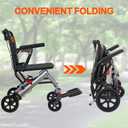 Folding Transport Wheelchair for Adults & Seniors, 22 LBS, Travel Portable Wheelchair with Removable Flip Armrests and Swing Footrests, 220 LBS, Locking Handbrake