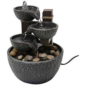 Nature's Mark 7" H Tiered Rock Bowl Tabletop Water Fountain with Natural River Rocks (Power Cord Attached)