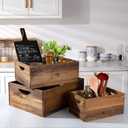 TIMRIS Set of 3 Rustic Distressed Wood Nesting Crates, Farmhouse Decorative Wooden Storage Boxes, Vintage Reclaimed Wood Baskets for Display (Natural)