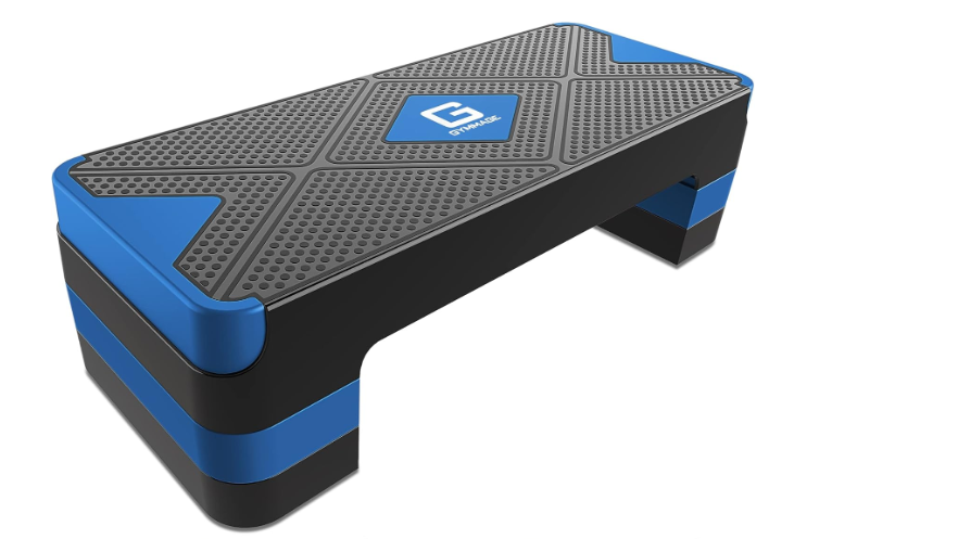 Aerobic Exercise Step, Adjustable Aerobic Stepper for Exercise, Workout Step Platform for Step Up, 26.5" Step Deck with 4 6 8 Adjustable Height Risers, Women Home Gym Cardio Fitness (Blue)