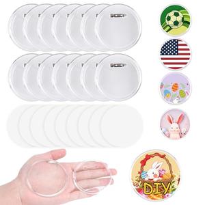 Happizza 25pcs Acrylic Clear Button Pins,2.76 Inch Custom Pin Badges, DIY Blank Buttons Pins, Round Photo Buttons Personalized Button Making kit for Craft
