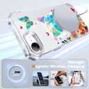 PIXIU Case for iPhone 16E Compatible with Magsafe, Laser Glossy Pattern, Cute Curly Wave Clear TPU Bumper Military Grade Drop tection Phone Cover for Women/Girls -Butterfly/Floral