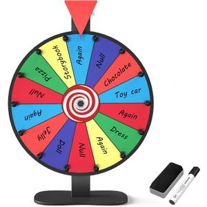 12 Inch Prize Wheel, 14 Slots Spinning Wheel for Prizes, Heavy Duty Base Spinner for Explosive Classroom, Birthday Moments, Parties