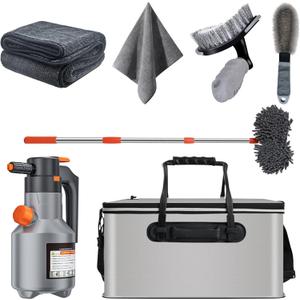 Car Detailing Kit Car Cleaning Kit with Foam Gun Sprayer Professional Car Wash Kit Car Cleaner Detailing Brushes Collapsible Bucket Car Wash Tire Brush Absorbent Car Drying Towel