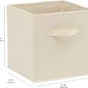 Amazon Basics Collapsible Fabric Storage Cubes Organizer with Handles, Sturdy Storage Bins for Organization, 10.5" x 10.5" x 11", Beige, 6-Pack