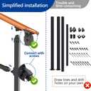 4 Step Metal Wood Grain Handrail Kit, Indoor Outdoor Stairs Hand Rails for Elderly, Porch Handrail for Wooden Exterior Concrete Steps, Fit 1 to 4 Steps