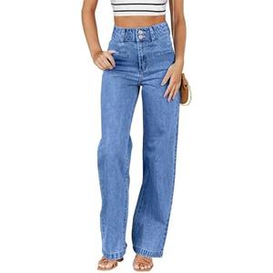 Sidefeel Women's Jeans High Waisted Straight Leg Stretchy Jeans Trendy Loose Wide Leg Zimbaplatinum Denim Pants with Pockets 4