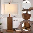 Lovlast 27.5" Wood Table Lamps Set of 2, Modern Farmhouse Bedroom Lamp for Nightstand with USB Charging Port, Natural Wooden Base Table Lamp for Living Room Bedroom, Bulbs Included (Walnut Wood)